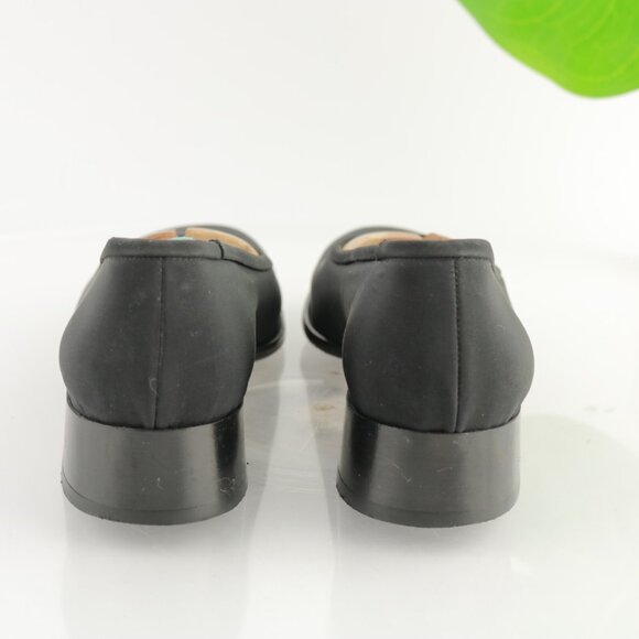 VTG Cole Haan Womens Lofer Size 8.5 NARROW Black Satin Low Heel Shoe Italy - Picture 5 of 12